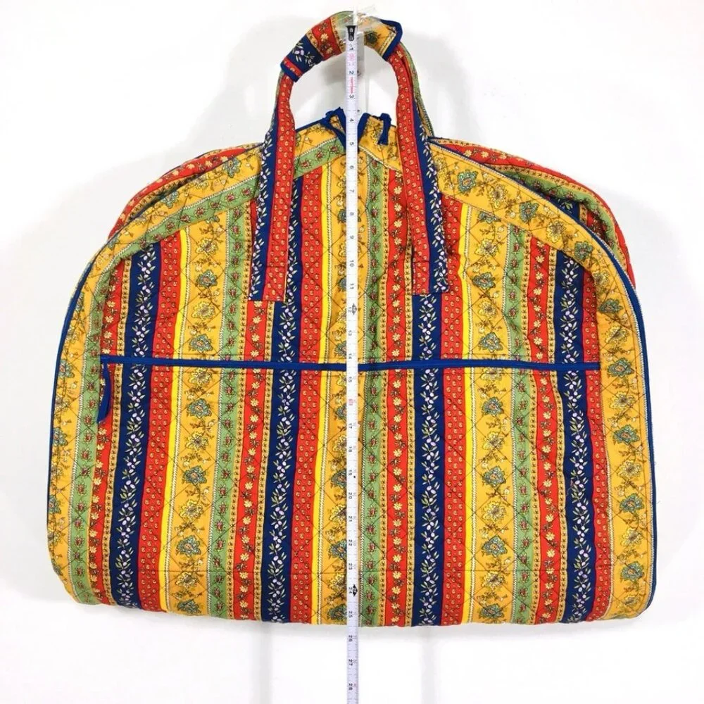 Vintage Cotton Quilted Hanging Garment Bag 48x25 Indonesia Blue Interior